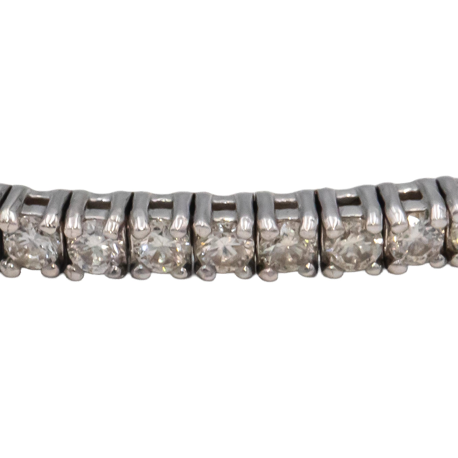 14k White Gold VS Round Diamond Semi-Flexible Bangle Bracelet 4.66CT