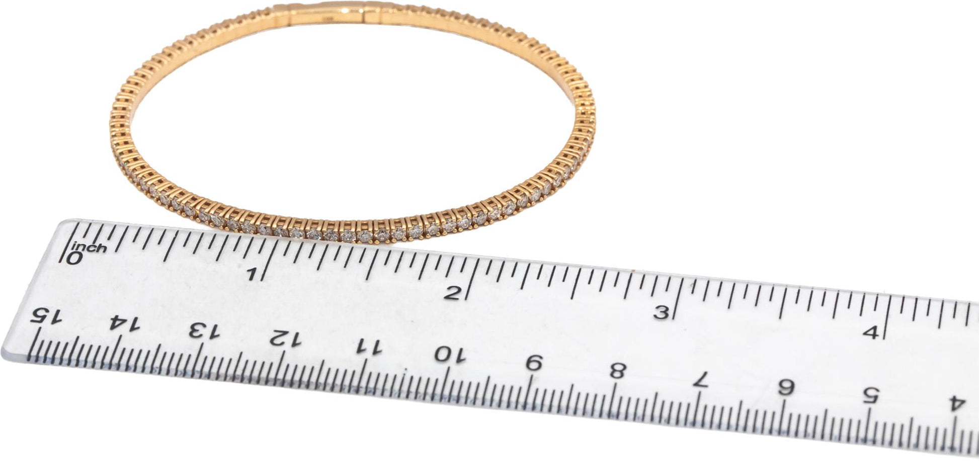 Round Diamond 18k Rose Gold Flexible Bangle Bracelet 2.33CT