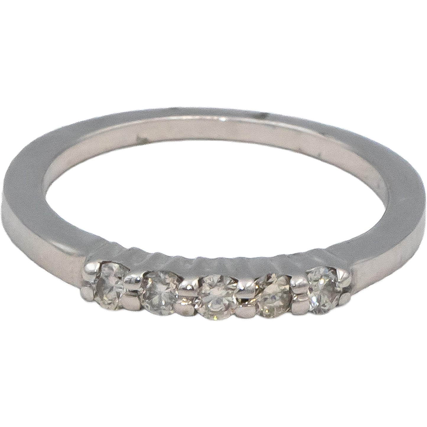 10k White Gold Round Diamond Five Stone Band Ring 0.27CT Size 6.5