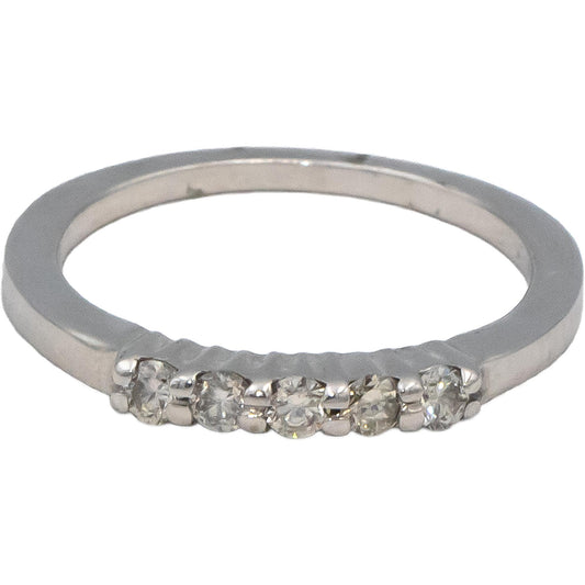 10k White Gold Round Diamond Five Stone Band Ring 0.27CT Size 6.5