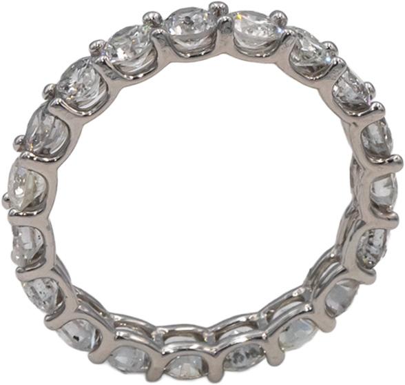 14k White Gold Round Diamond Eternity Band Ring 3.21CT Size 7.5