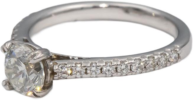 14k White Gold Round Diamond Engagement Ring 1.15CT w/ 0.90CT Center Size 6.25