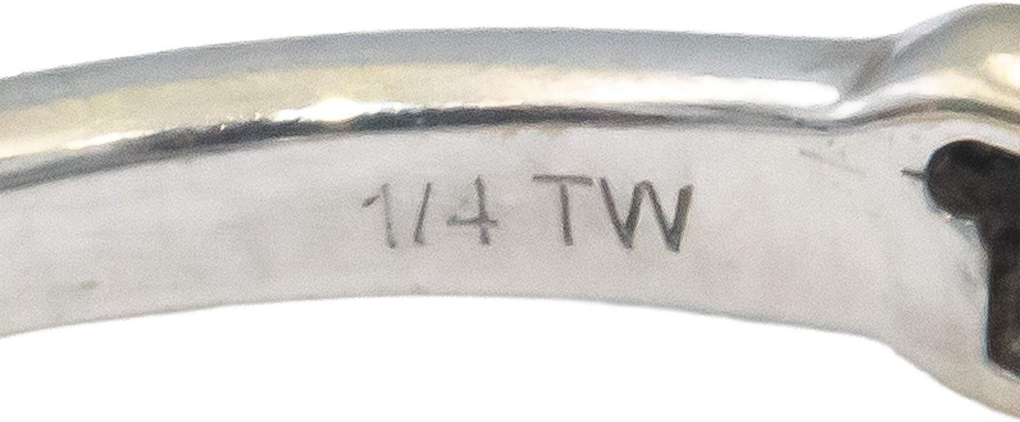 10k White Gold Round Diamond Two Row Band Ring 0.20CT Size 9