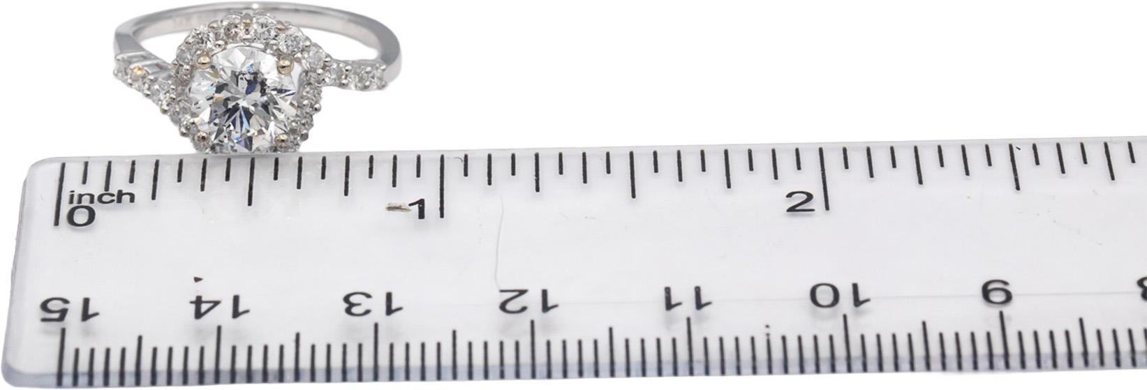 14k White Gold Round Diamond Engagement Ring 1.91CT w/ 1.49CT Center Size 6.75