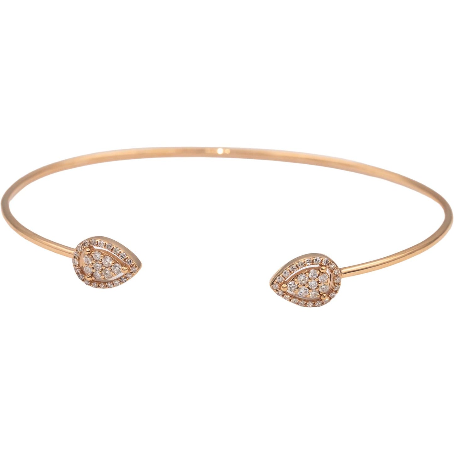 14k Rose Gold Jewelry Round Diamond Cuff Bracelet 0.33CT