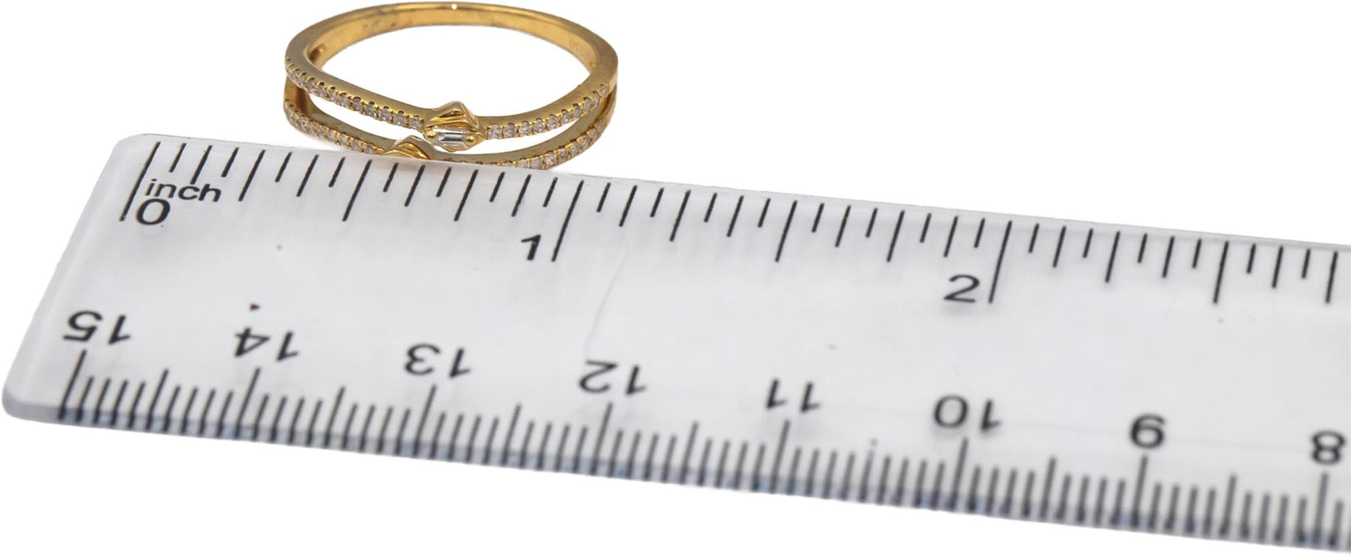 18k Yellow Gold VS Diamond Wavy Split Band Ring 0.18CT Size 7.25