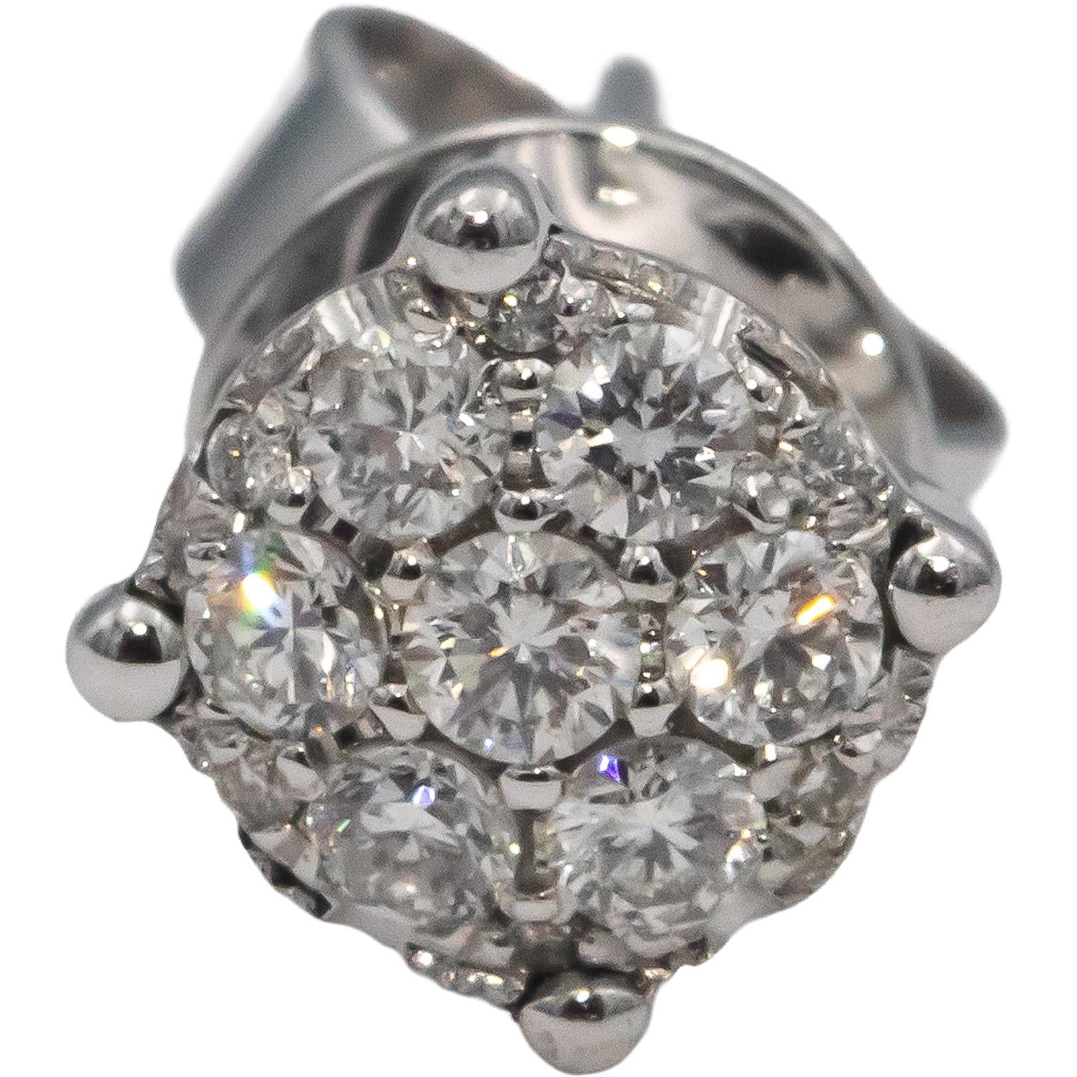 18k White Gold VS Round Diamond Cluster Stud Earrings 0.33CTW