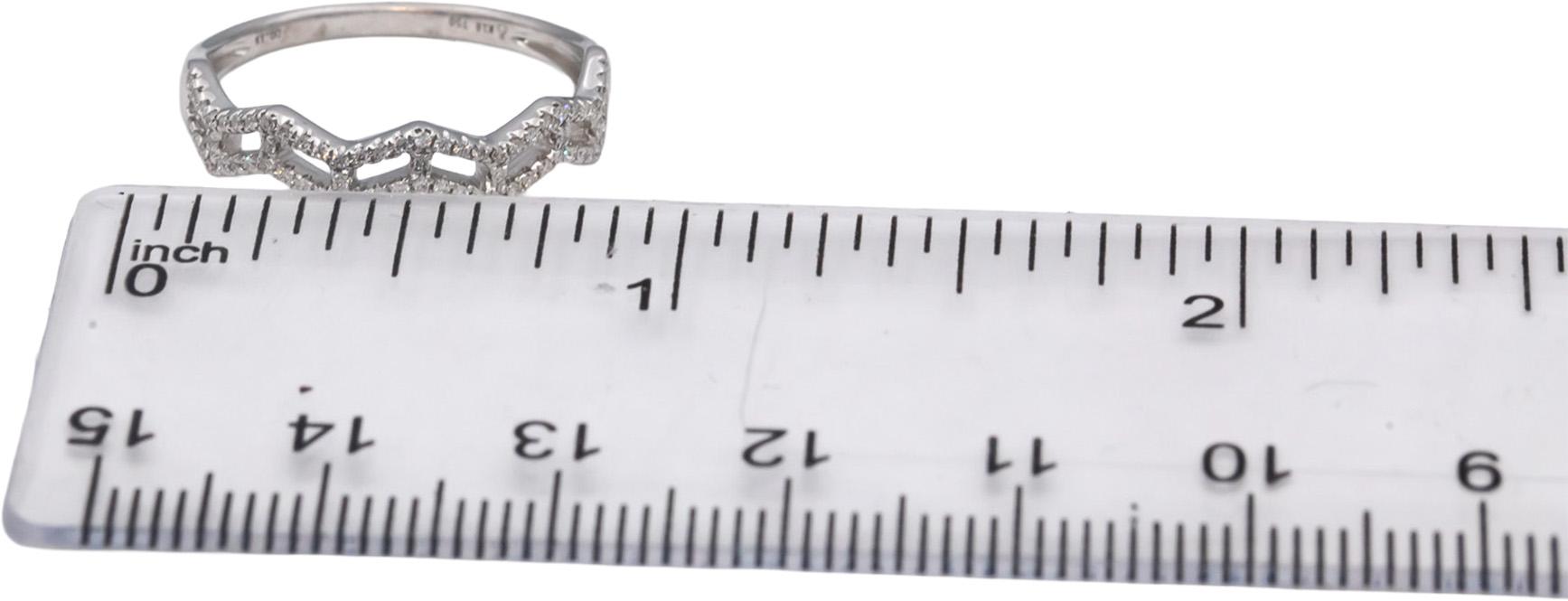18k White Gold Round Diamond Zig Zag Band Ring 0.15CT Size 7