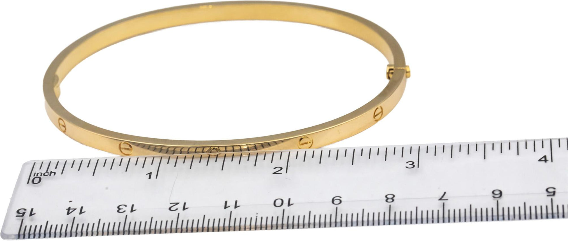 CARTIER 18k Gold Love Collection Screw Motif 4.0mm Bangle Bracelet Size 21