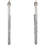 14k White Gold VS Round Diamond Inside Out Oval Hoop Earrings 2.0CTW