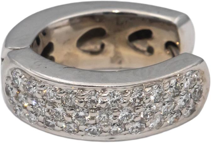 14k White Gold VS Round Diamond Hoop Huggie Earrings 1.35CT