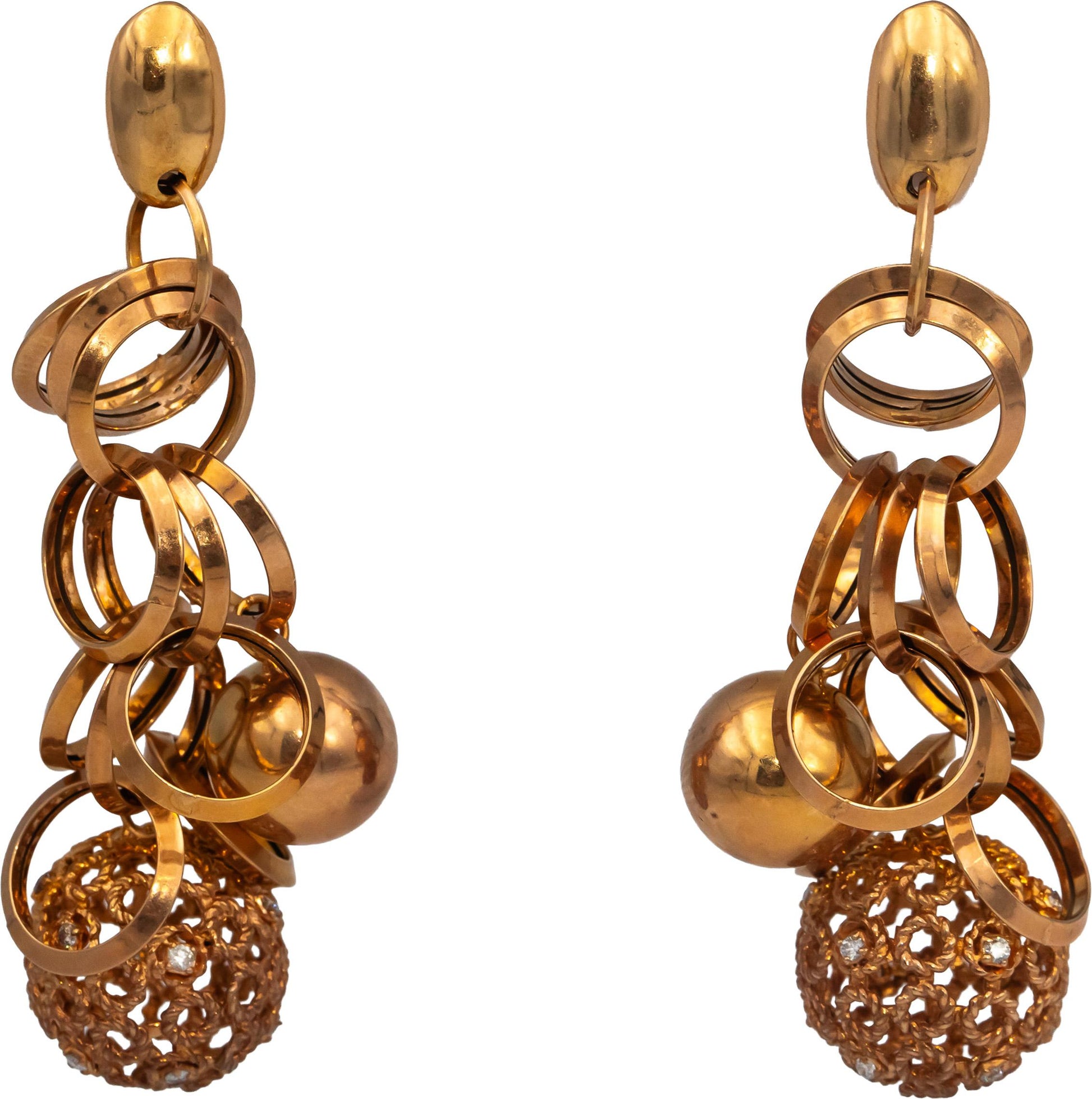 14k Rose Gold Round Diamond Drop Dangle Earrings 0.50CTW