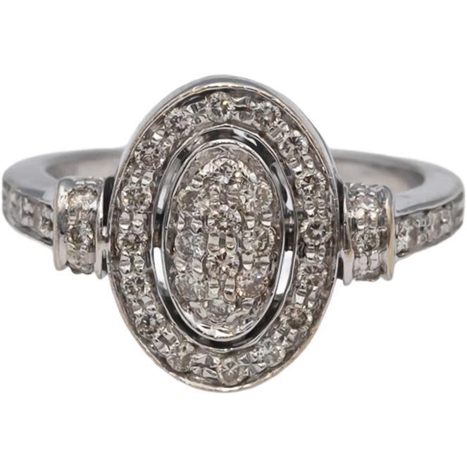 18k White Gold Round Diamond Cluster Cocktail Ring 0.50CT Size 7.5