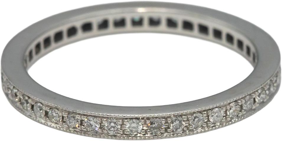 ODELIA 18k White Gold Round Diamond Eternity Band Ring 0.50CT Size 6.5