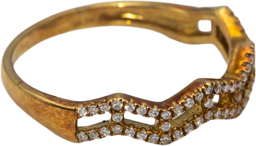 18k Yellow Gold VS Round Diamond Zig Zag Band Ring 0.15CT Size 7