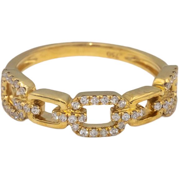 18k Yellow Gold Round Diamond Chain Link Style Band Ring 0.24CT Size 7