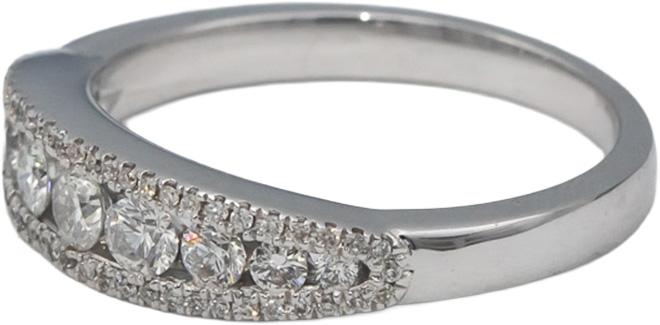 18k White Gold VS Round Diamond Band Ring 0.55CT Size 6.75