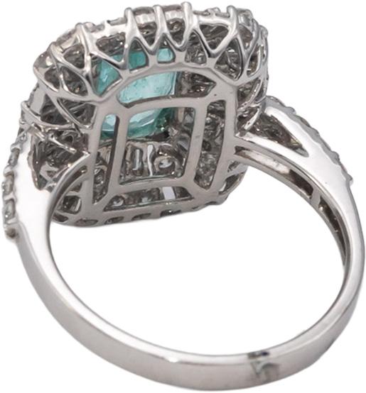 GIA Certified 18k White Gold Paraiba Tourmaline & Diamond Ring 2.85CTW Size 7