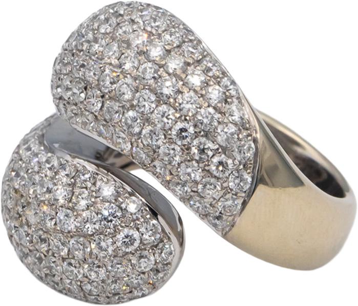 18k White Gold Round Diamond Cluster Pave Bypass Ring 3.93CT Size 6.75
