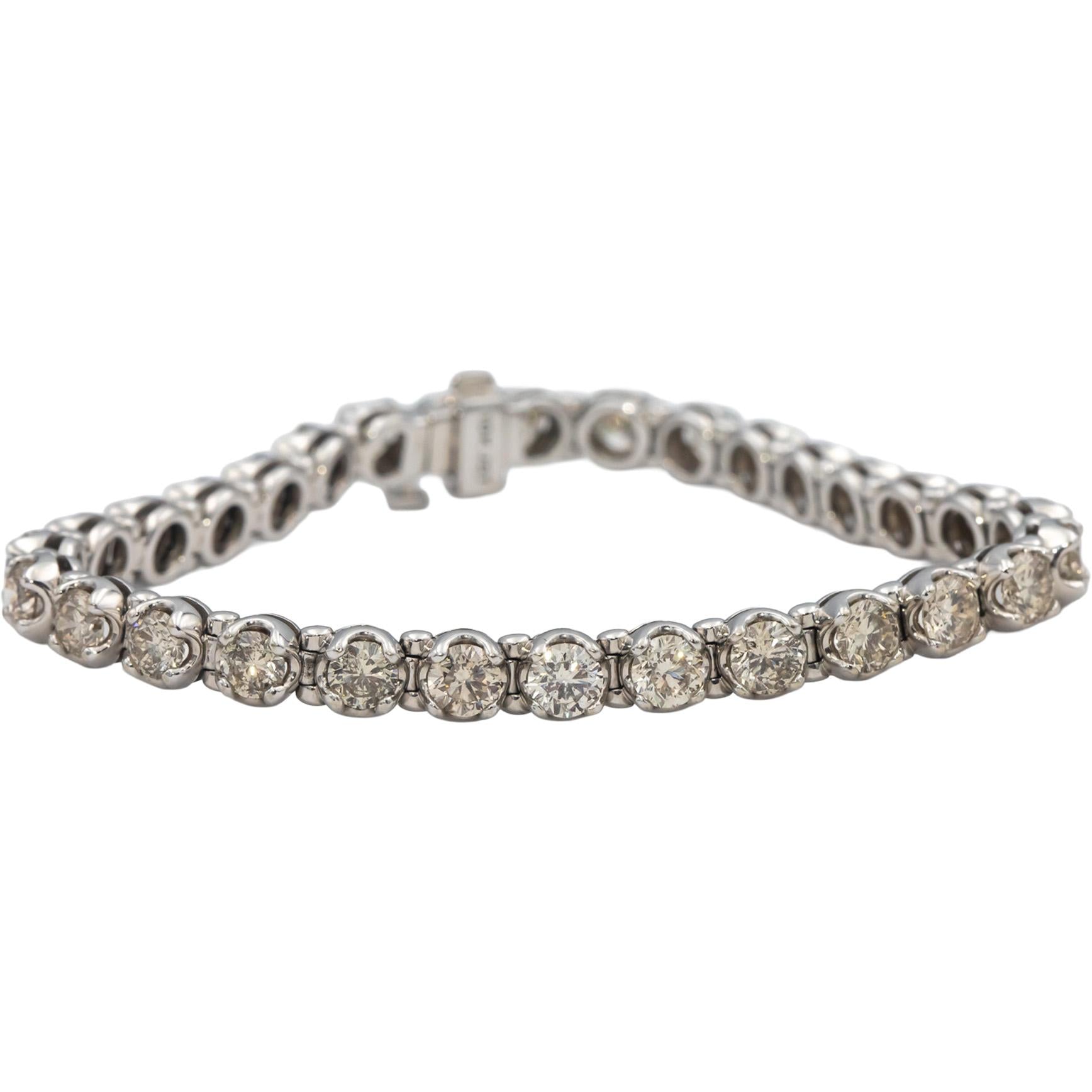 10k White Gold Round Diamond Tennis Bracelet 10.0CT
