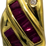 14k Yellow Gold Baguette Cut Ruby Round Diamond Earrings 1.04CTW