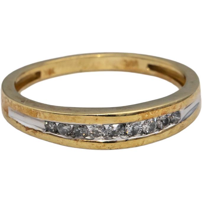 10k Yellow & White Gold Round Channel Set Diamond Band Ring 0.15CT Size 10