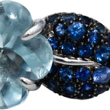CHANEL Vintage 18k White Gold Camelia Aquamarine & Sapphire Flower Earrings