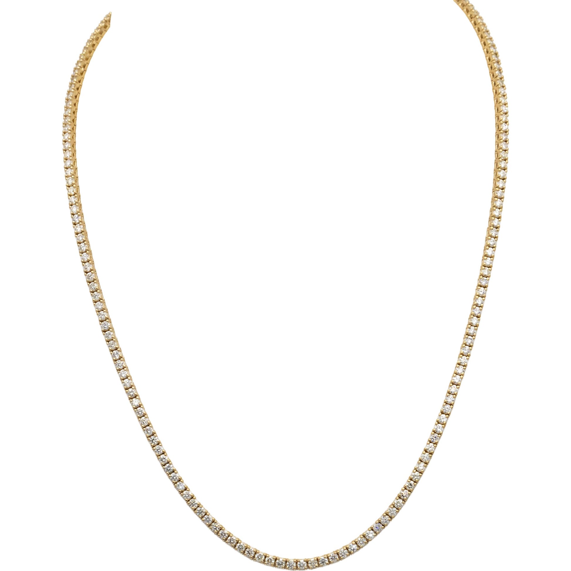 14k Yellow Gold VS Round Diamond Tennis Necklace 5.61CT