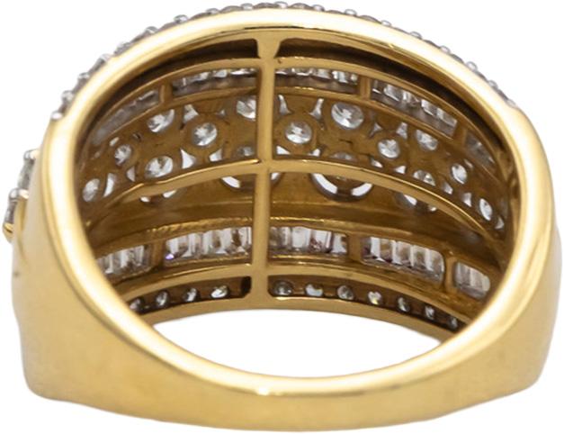 14k Yellow Gold Round and Baguette Cut Diamond Cocktail Ring 0.75CT Size 5