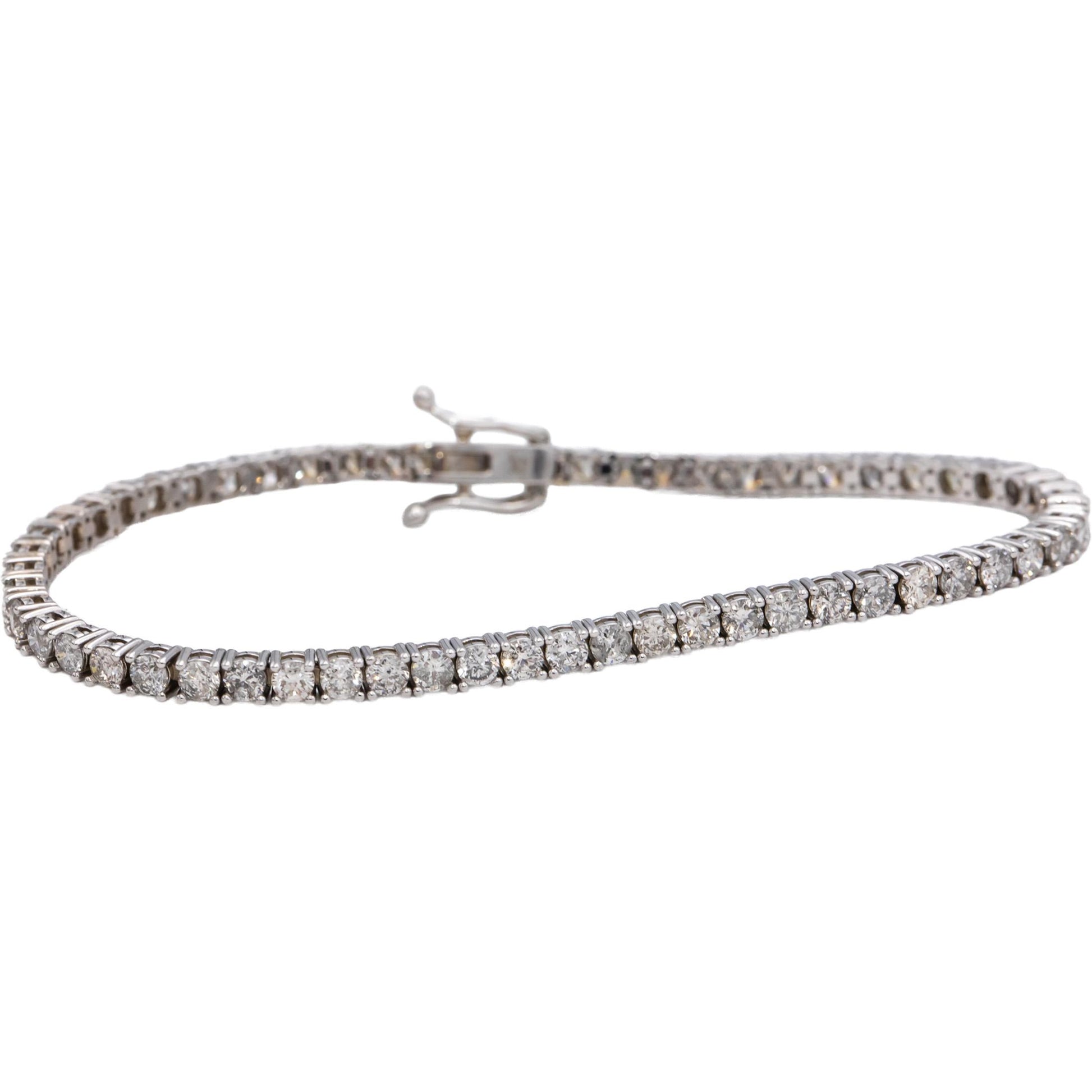 14k White Gold Round Diamond Tennis Bracelet 5.15CT