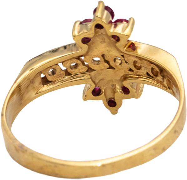 14k Yellow Gold Ruby and Diamond Cocktail Ring 0.20CT Size 6.5
