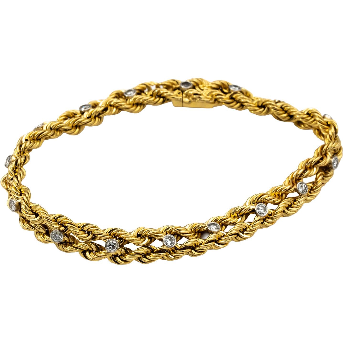 VAN CLEEF & ARPELS Vintage 18k & 14k Gold VS Round Diamond Bracelet 0.75CT