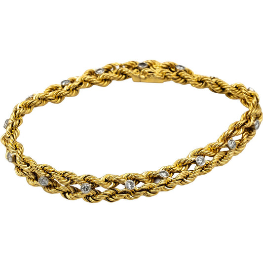 VAN CLEEF & ARPELS Vintage 18k & 14k Gold VS Round Diamond Bracelet 0.75CT