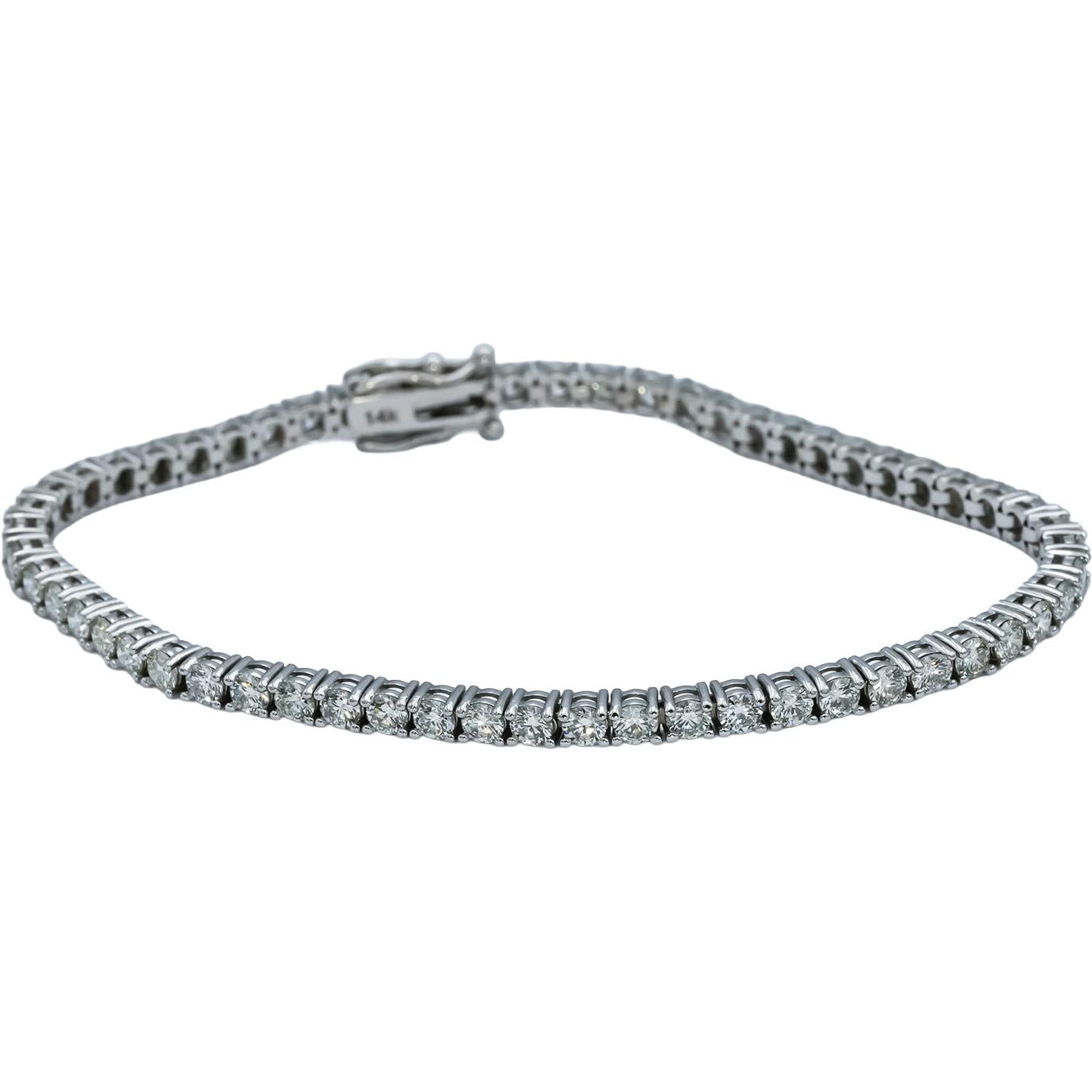 14k White Gold VS Round Diamond Tennis Bracelet 4.75CT