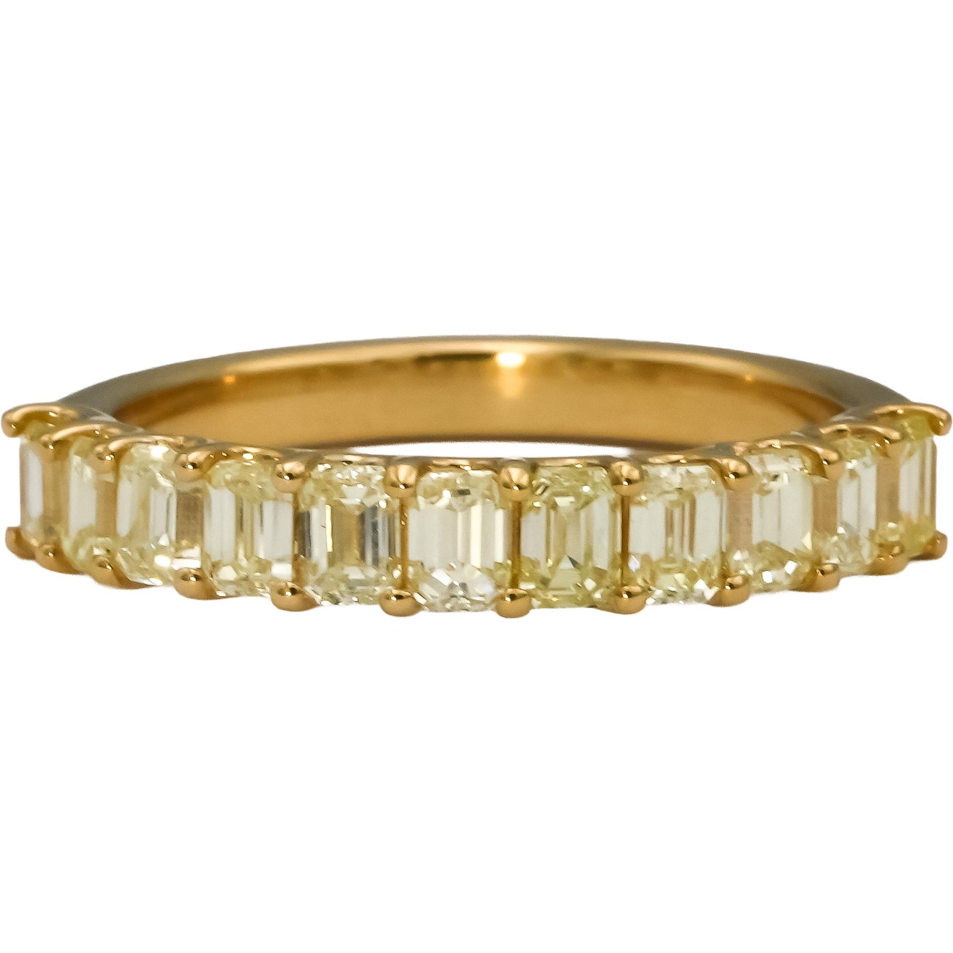 14k Yellow Gold VS Light Yellow Emerald Cut Diamond Band Ring 1.56CT Size 7