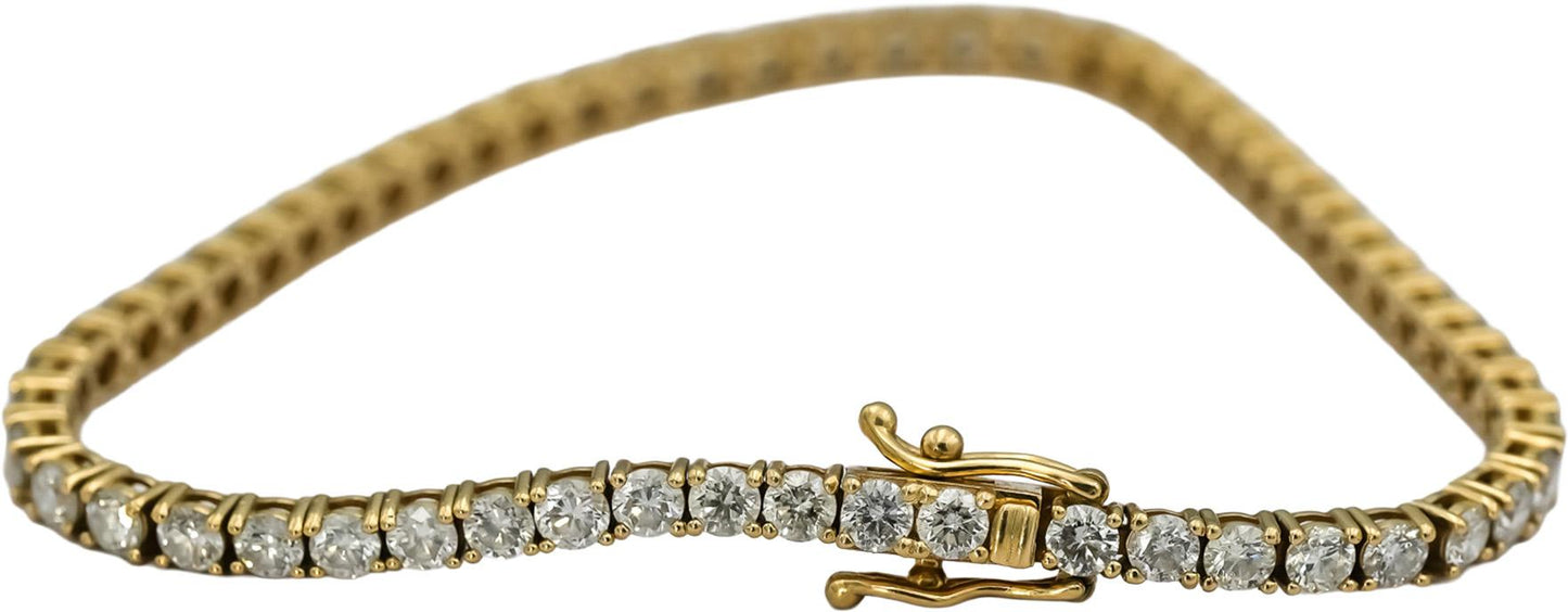 14k Yellow Gold Round Diamond Tennis Bracelet 5.20CT