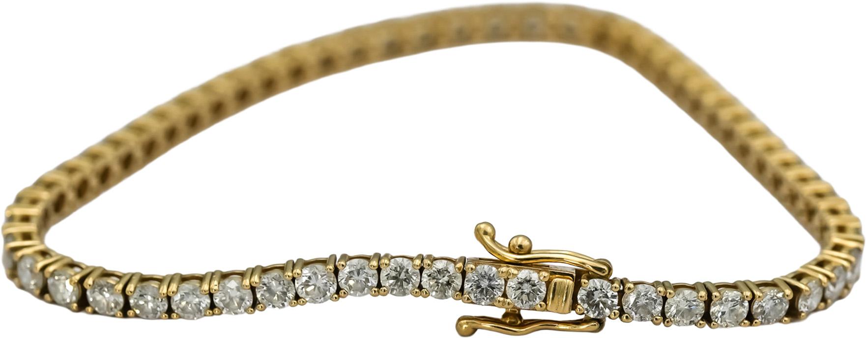 14k Yellow Gold Round Diamond Tennis Bracelet 5.20CT