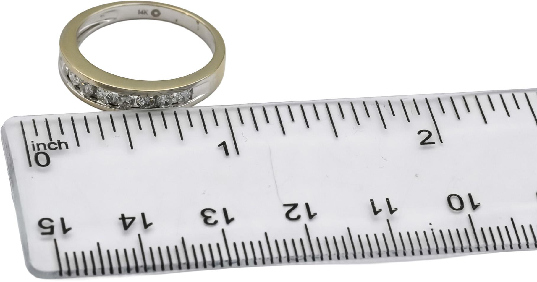 14k White Gold Round Channel Set Diamond Band Ring 0.45CT Size 7.25