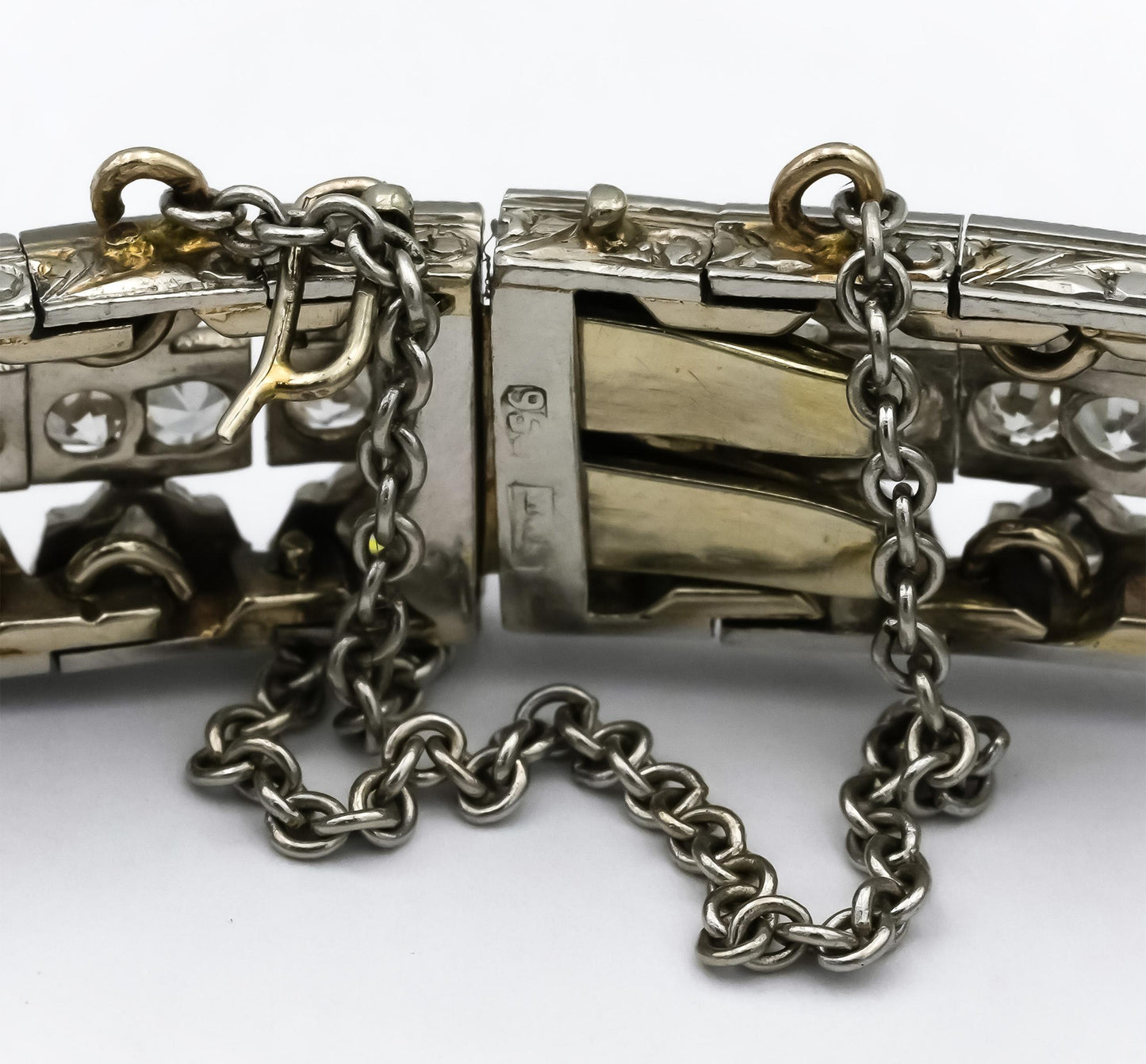 Vintage Antique Platinum 14k Gold VS Diamond Three Row Bracelet 4.10CT