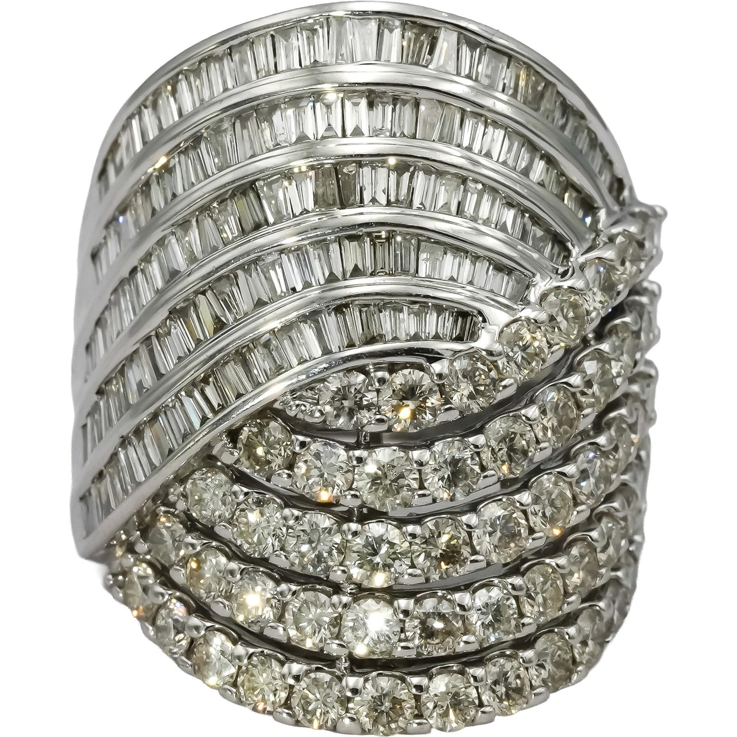 10k White Gold VS Diamond Multi-Row Bypass Ring 5.0CT Size 7.75
