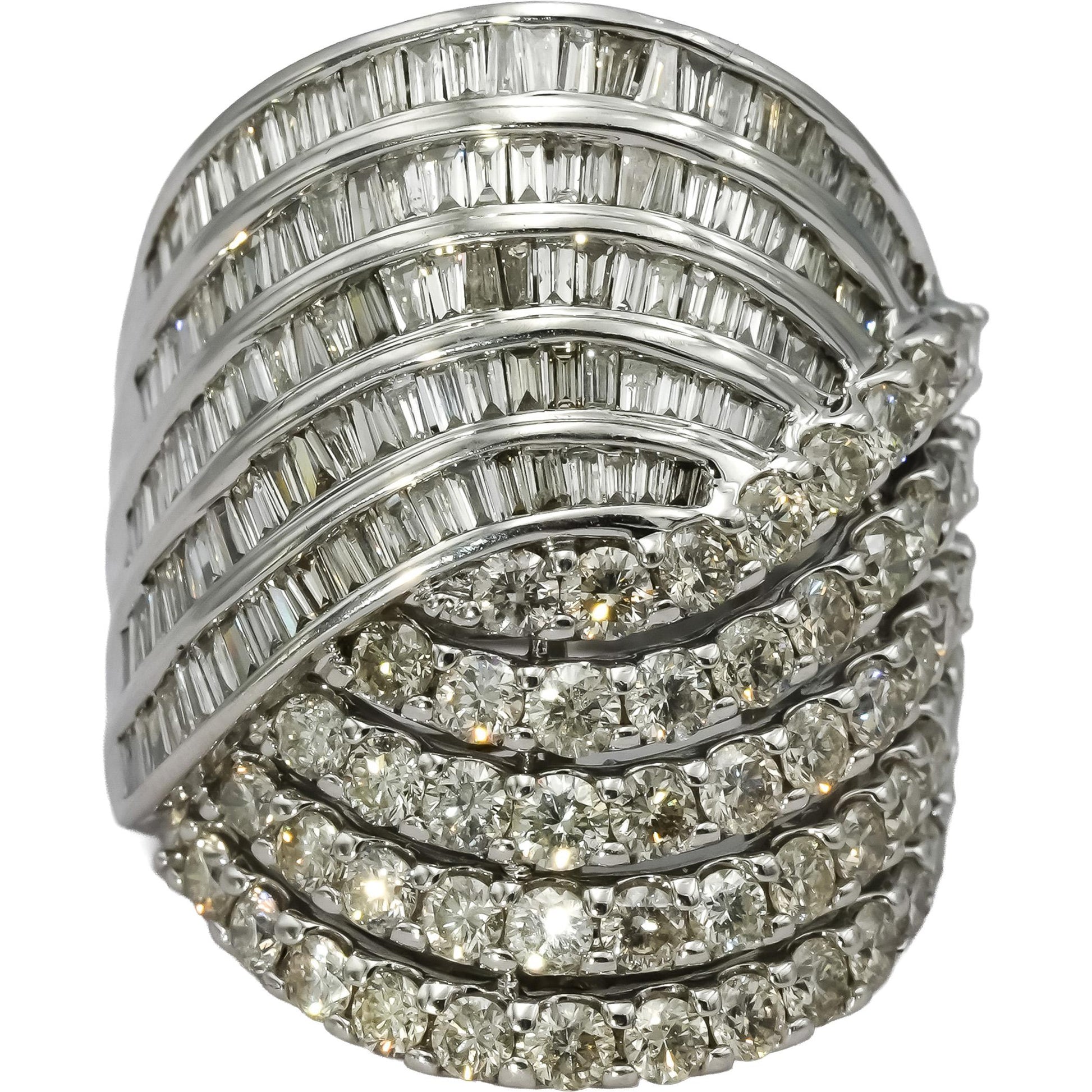 10k White Gold VS Diamond Multi-Row Bypass Ring 5.0CT Size 7.75