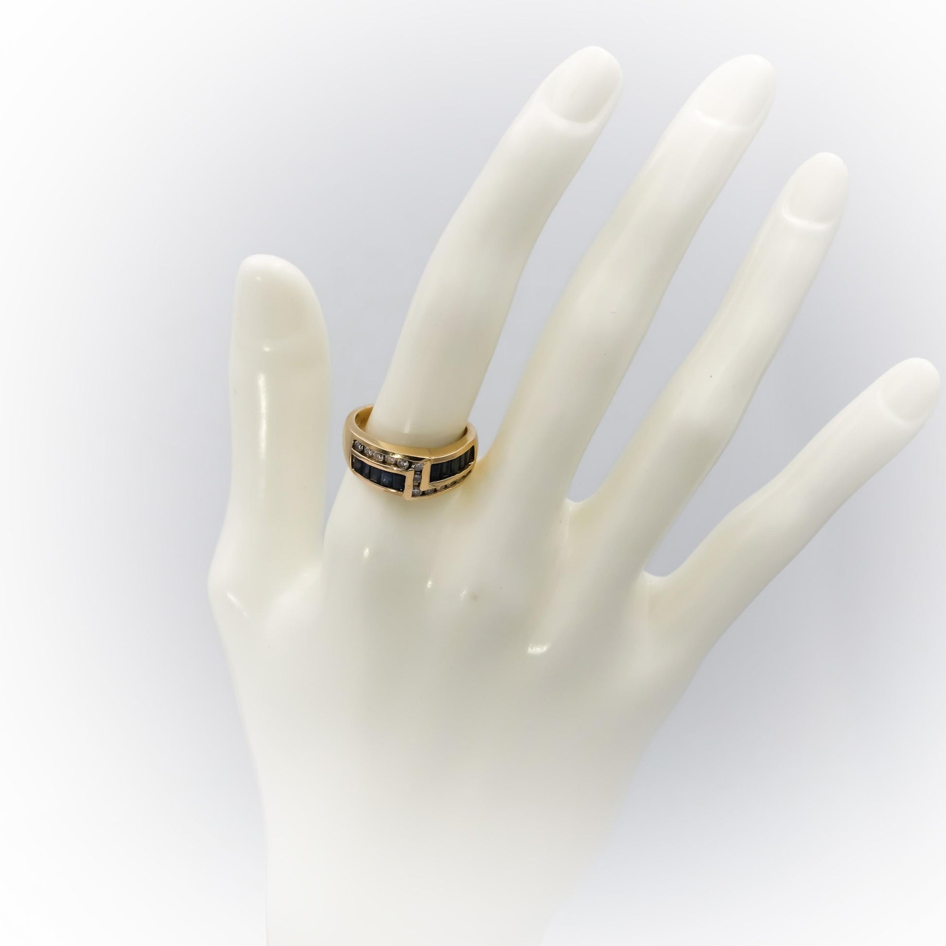 BH EFFY 14k Yellow Gold Diamond and Sapphire Band Ring 1.15CT Size 7.25