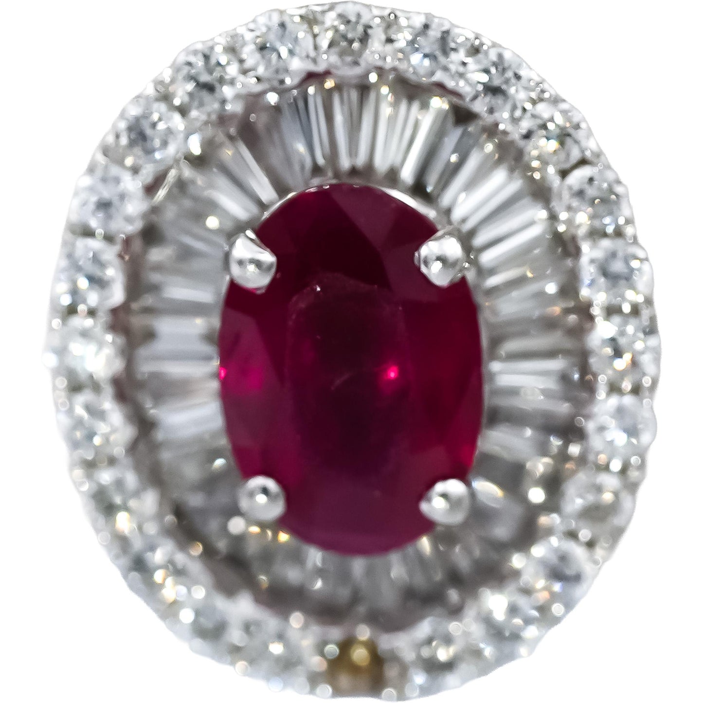 18k White Gold Ruby and VS Diamond Dangle Earrings 3.10CTW