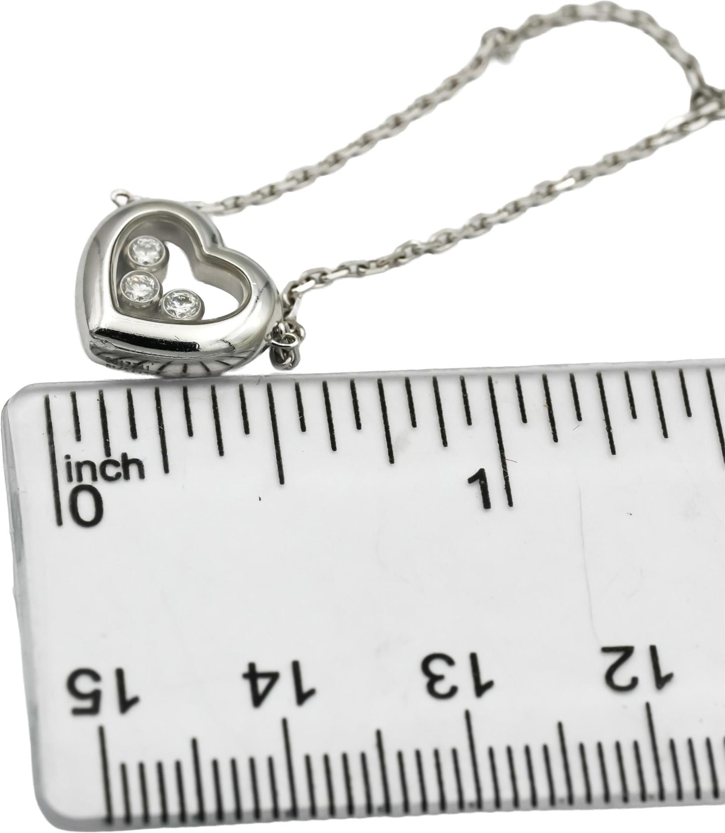 CHOPARD 18k White Gold Happy Diamond Floating Diamond Heart Pendant Necklace