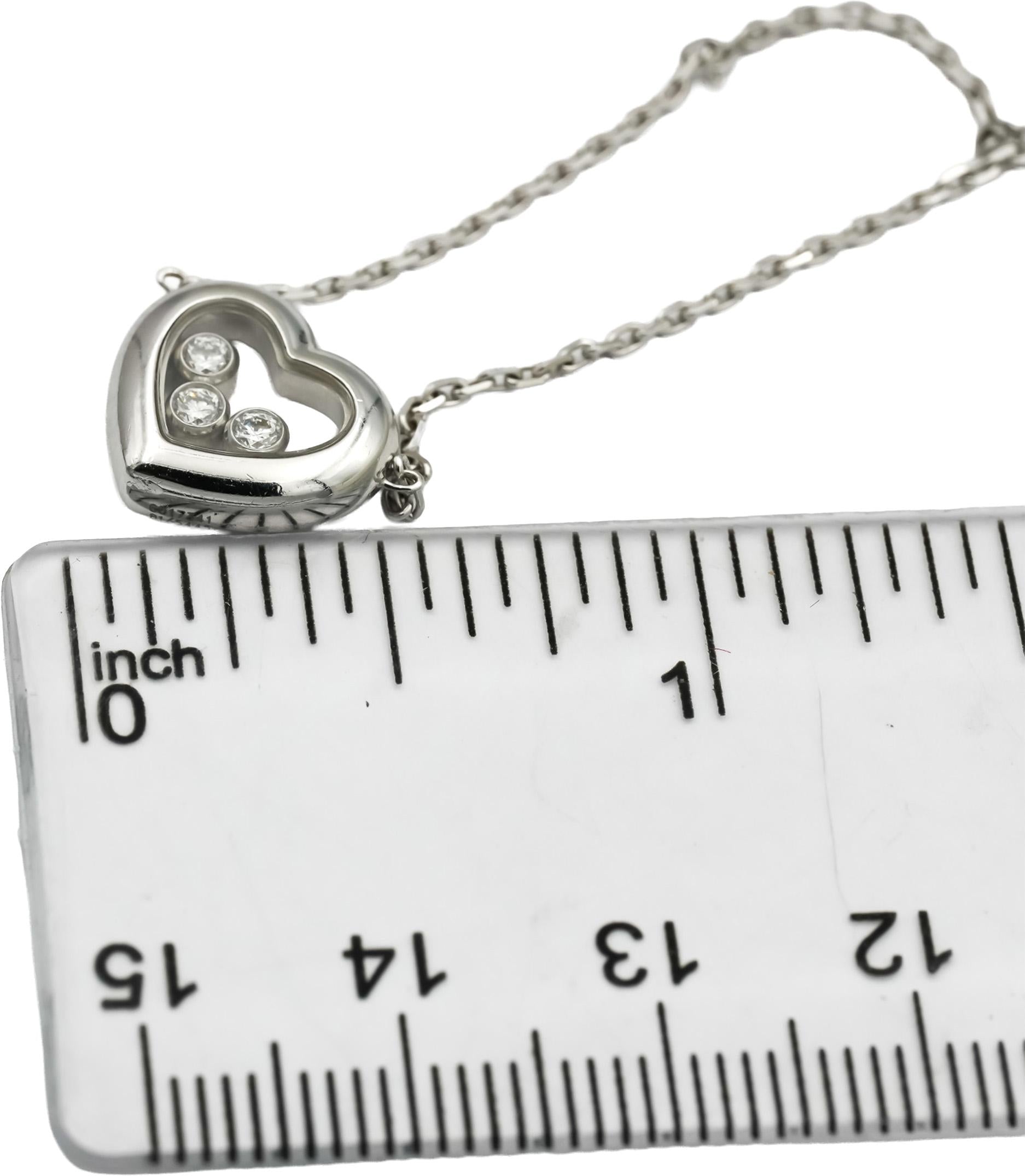 CHOPARD 18k White Gold Happy Diamond Floating Diamond Heart Pendant Necklace