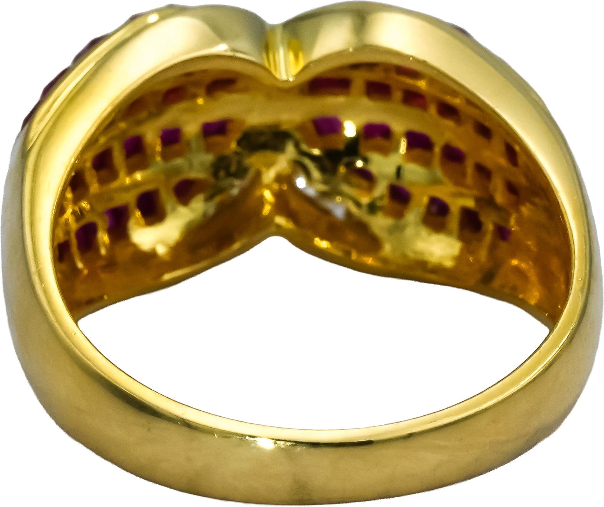 18k Yellow Gold VS Diamond and Ruby Cluster Cocktail Ring 5.20CTW Size 7