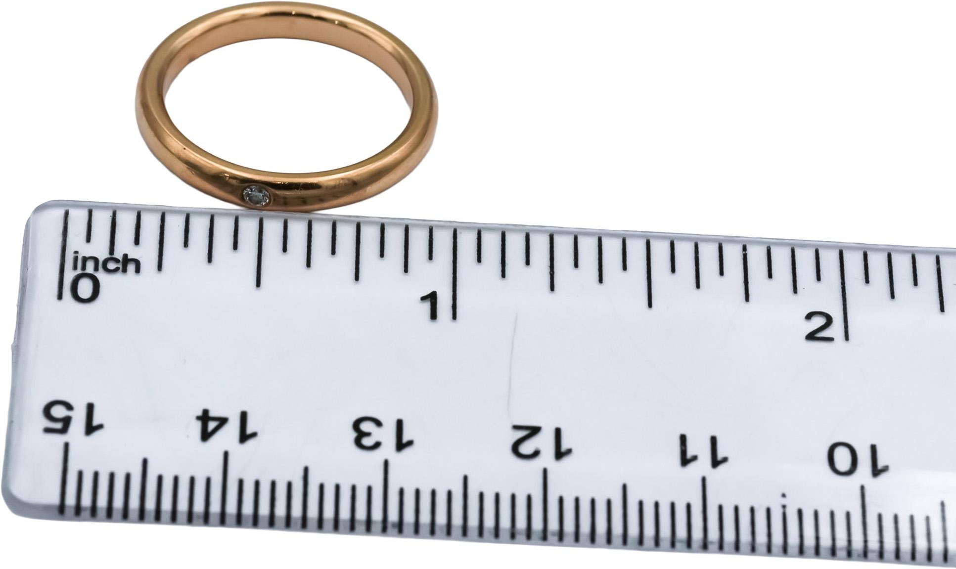 TIFFANY & CO. 18k Rose Gold VS Round Diamond Solitaire Band Ring 0.02CT Size 6