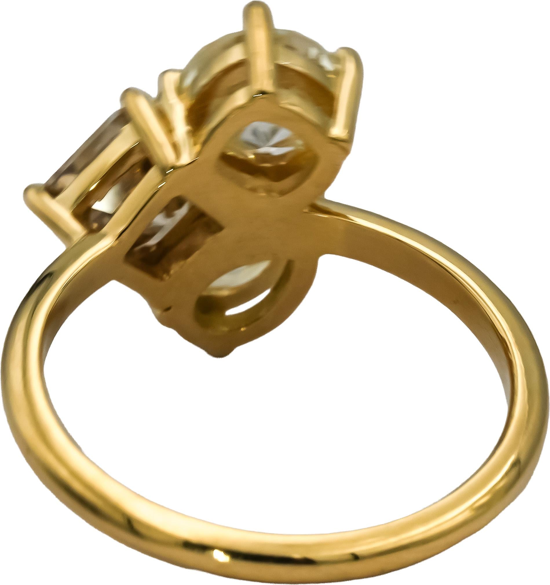 18k Yellow Gold Diamond Three-Stone Ring 2.95CT Size 6.25