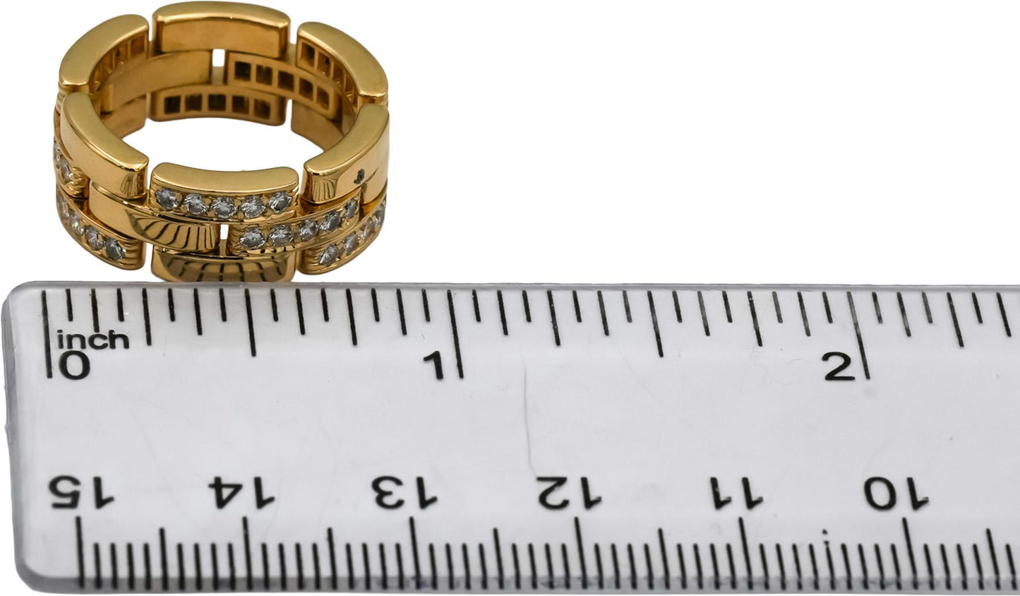 CARTIER 18k Yellow Gold VS Round Diamond Maillon Panthere Ring .90CT Size 53