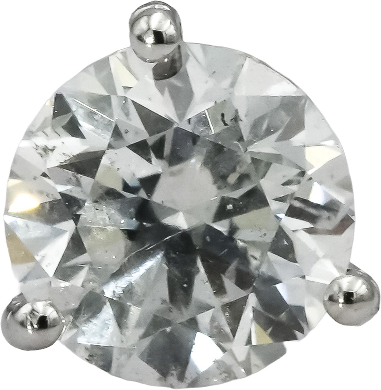 14k White Gold Round Diamond Martini Style Stud Earrings 2.12CT